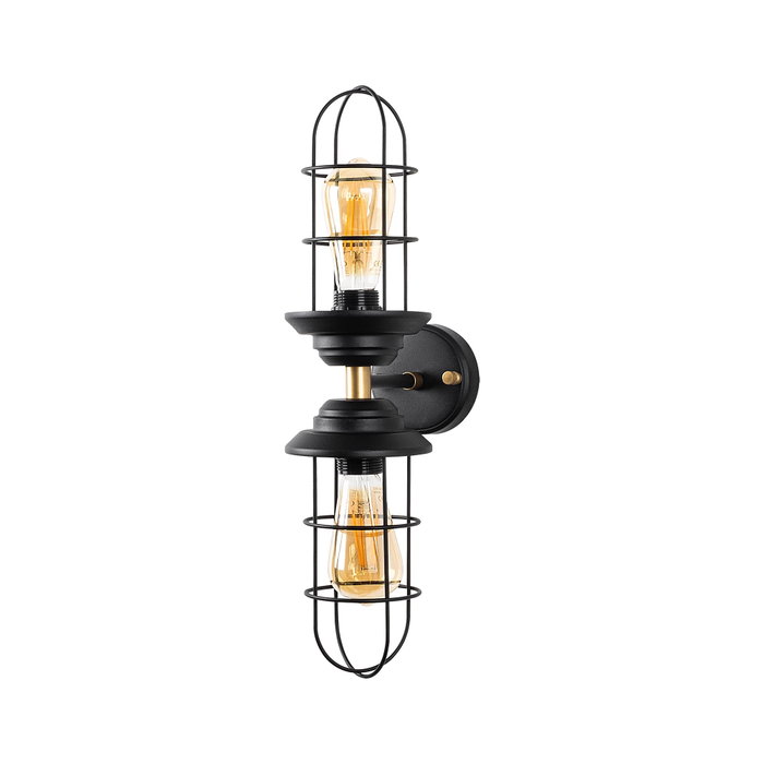 Opviq Mahoni - 13207 Lámpara de pared industrial negro y dorado